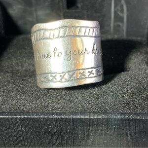 Silpada Sterling Silver Retired Cigar Band Ring Say " Be True to your dreams " s